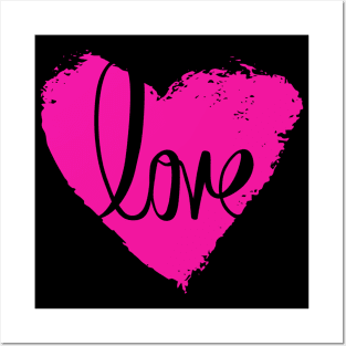 Hot Pink Heart Love, Valentine's Day, Romance, Romantic Posters and Art